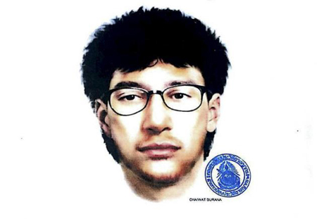 Ảnh phác thảo do cảnh sát Thái Lan cung cấp ngày 19/8/2015 về nghi phạm chính trong vụ đánh bom Bangkok.